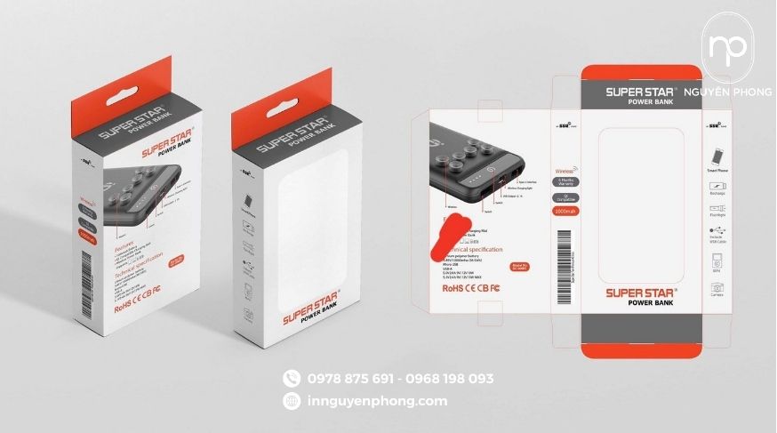 Mẫu hộp giấy đựng sạc dự phòng chuẩn quy cách 